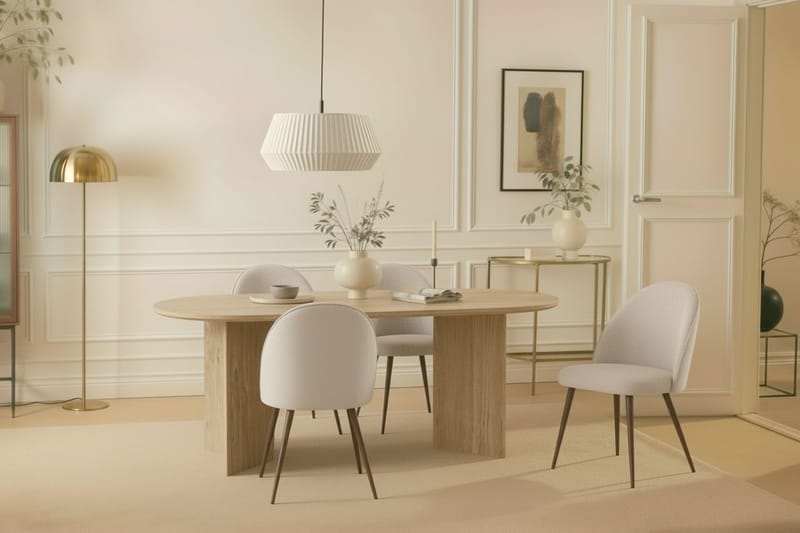 Dano Matbord 180 cm med 6 Nibe Plus Matstolar - Travertin / Vit - Möbler - Bord & matgrupper - Matgrupper