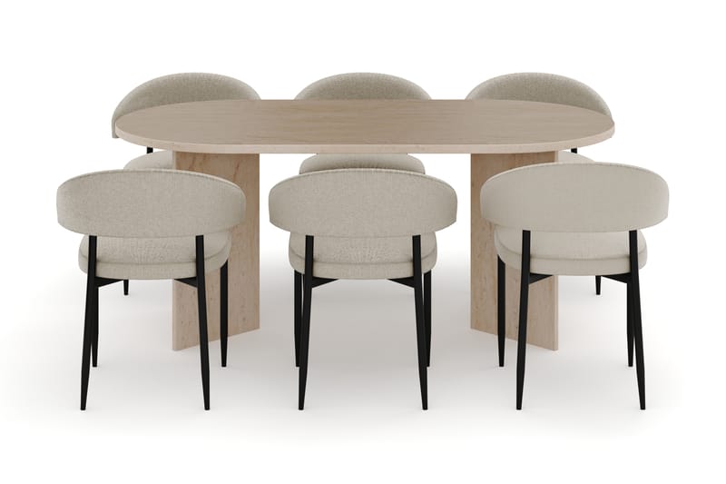 Dano Matbord 180 cm med 6 Sawako Matstolar - Travertin / Beige - Möbler - Bord & matgrupper - Matgrupper