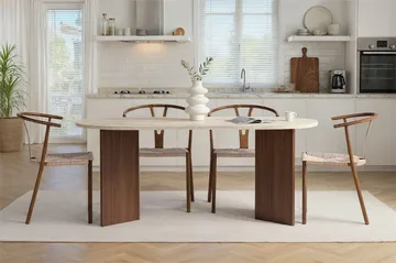 Dano Matbord 180 cm Oval - Travertin och valnöt - Möbler - Bord & matgrupper - Matbord & köksbord