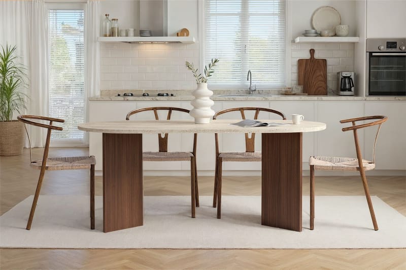Dano Matbord 180 cm Oval - Travertin och valnöt - Möbler - Bord & matgrupper - Matbord & köksbord