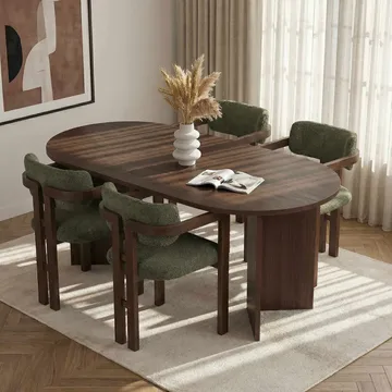 Dano Matbord- och stolset 180x75x90 cm 5 delar - Milano Walnut, Dark Walnut, Green - Möbler - Bord & matgrupper - Matgrupper