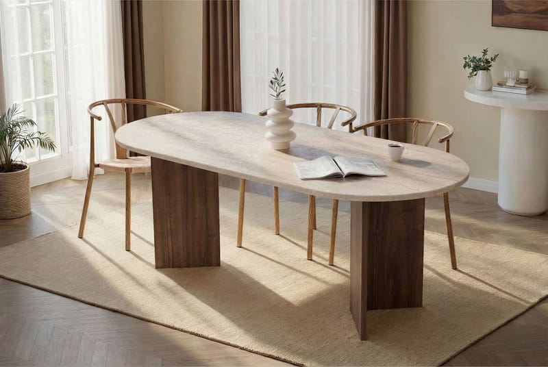Dano Matbord Oval 200 cm - Travertine Walnut - Möbler - Bord & matgrupper - Matbord & köksbord