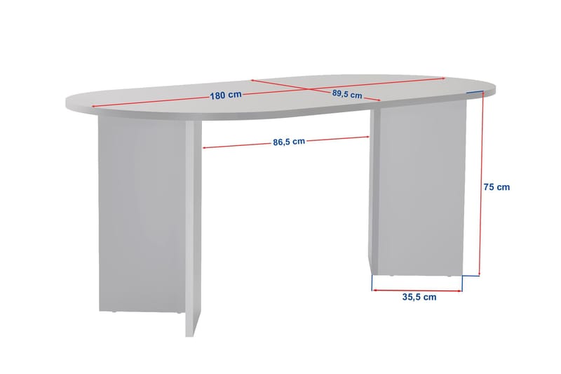 Dano Ovalt Matbord 180x90 cm med Travertin- och Valnötsutseende - Beige - Möbler - Bord & matgrupper - Matbord & köksbord