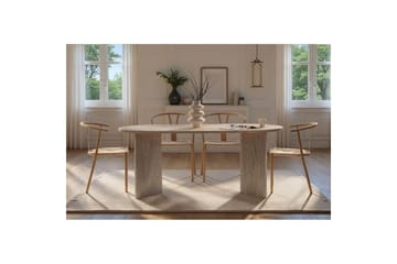 Dano Ovalt Matbord 180x90 cm med Travertinutseende - Beige - Möbler - Bord & matgrupper - Matbord & köksbord