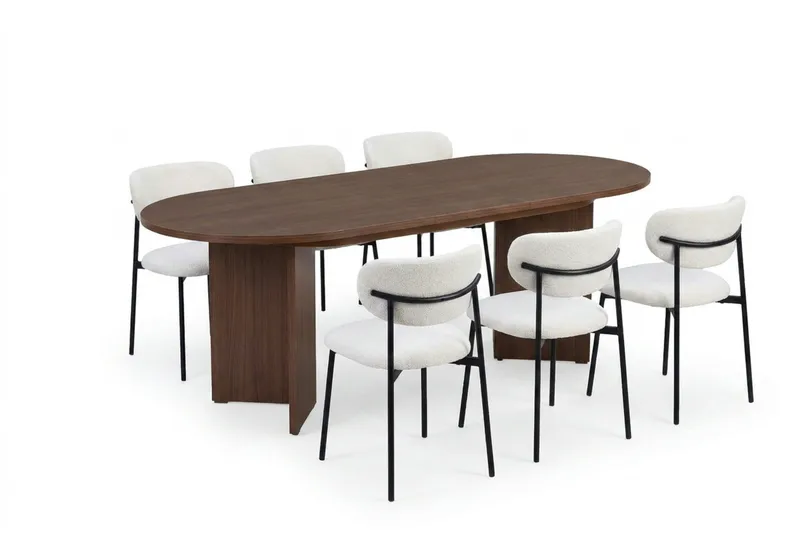 Dano Utdragbart Matbord 160-200 cm med 6 Lucy Matstolar, undefined