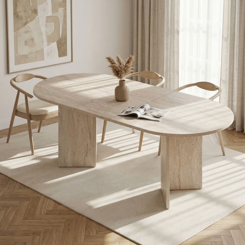 Dano Utdragbart Matbord 160 cm Oval - Travertin - Möbler - Bord & matgrupper - Matbord & köksbord