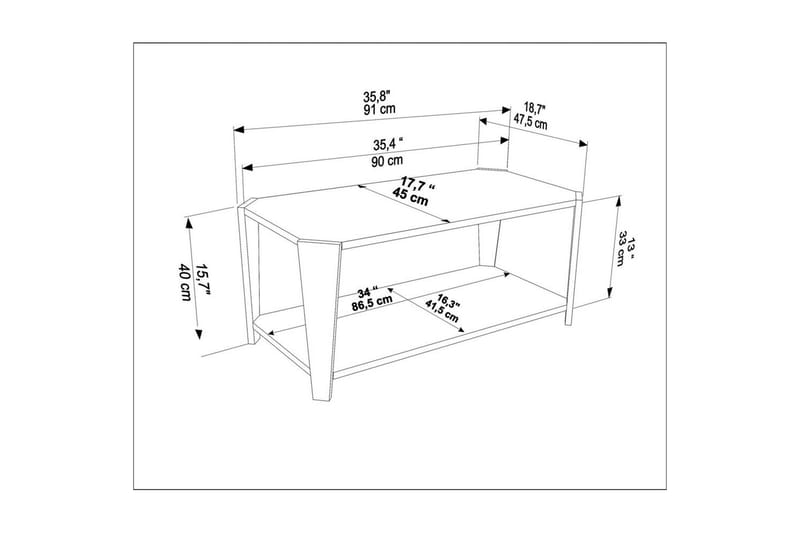Dargaville Soffbord 91 cm - Valnöt/Svart - Möbler - Bord & matgrupper - Soffbord