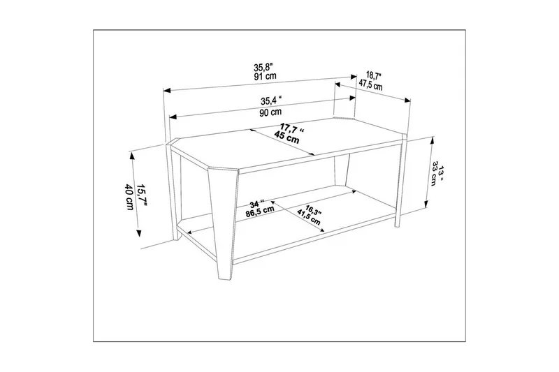 Dargaville Soffbord 91 cm - Valnöt/Svart - Möbler - Bord & matgrupper - Soffbord