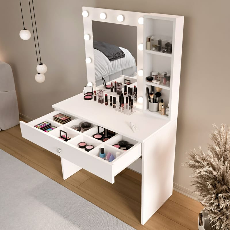 Darrowe Sminkbord 80x147x42,5 cm - Vit - Möbler - Bord & matgrupper - Sminkbord & toalettbord