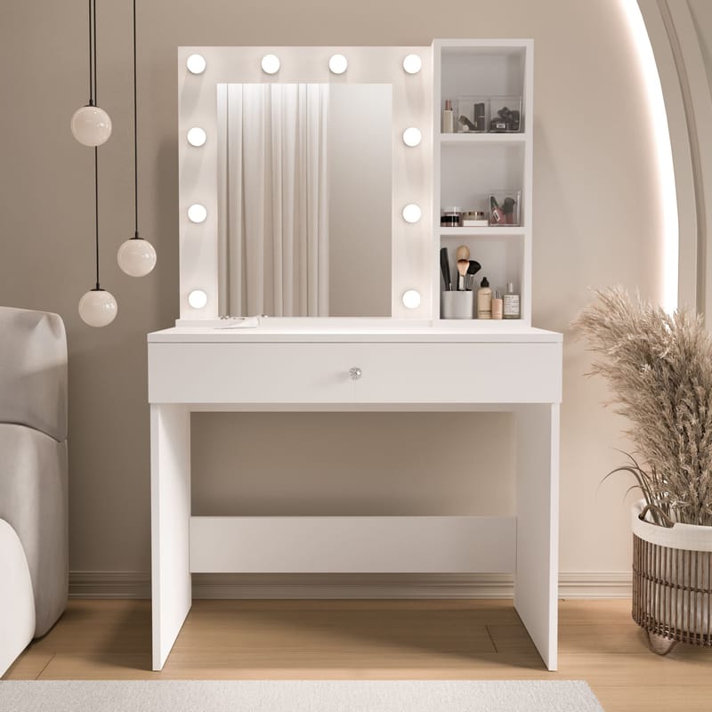 Darrowe Sminkbord 80x147x42,5 cm - Vit - Möbler - Bord & matgrupper - Sminkbord & toalettbord