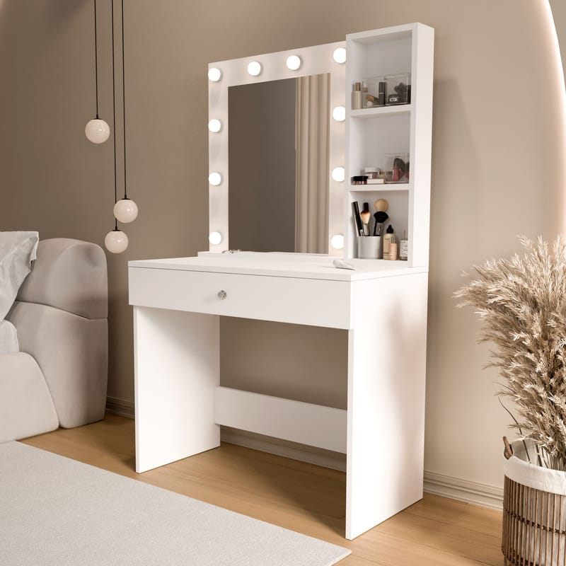 Darrowe Sminkbord 80x147x42,5 cm - Vit - Möbler - Bord & matgrupper - Sminkbord & toalettbord