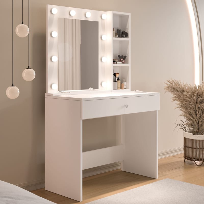 Darrowe Sminkbord 80x147x42,5 cm - Vit - Möbler - Bord & matgrupper - Sminkbord & toalettbord