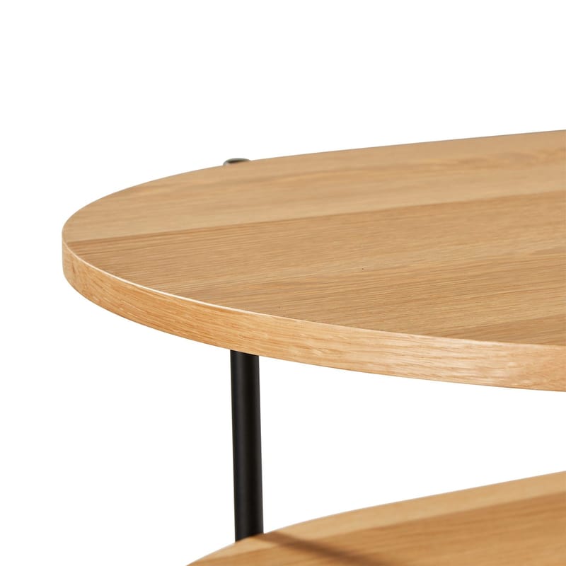 Davia 115 cm Ovalt Soffbord med Hyllor i Ek - Brun|Svart - Möbler - Bord & matgrupper - Soffbord