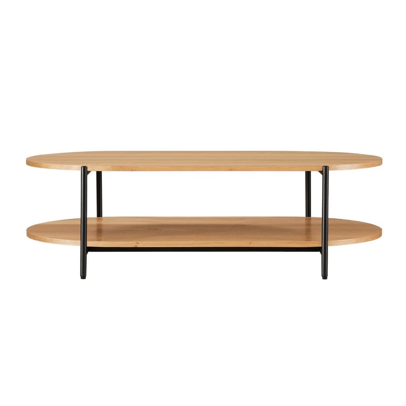 Davia 115 cm Ovalt Soffbord med Hyllor i Ek - Brun|Svart - Möbler - Bord & matgrupper - Soffbord