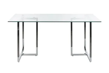 Davson Rektangulärt Matbord 160 cm med Glasskiva och Metallutseende - Transparent - Möbler - Bord & matgrupper - Matbord & köksbord