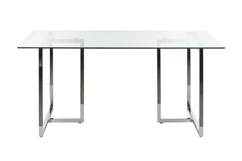 Davson Rektangulärt Matbord 160 cm med Glasskiva och Metallutseende - Transparent - Möbler - Bord & matgrupper - Matbord & köksbord