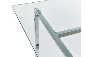 Davson Rektangulärt Matbord 160 cm med Glasskiva och Metallutseende - Transparent - Möbler - Bord & matgrupper - Matbord & köksbord