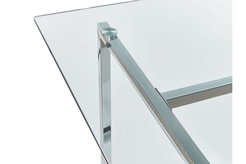 Davson Rektangulärt Matbord 160 cm med Glasskiva och Metallutseende - Transparent - Möbler - Bord & matgrupper - Matbord & köksbord