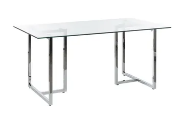 Davson Rektangulärt Matbord 160 cm med Glasskiva och Metallutseende - Transparent - Möbler - Bord & matgrupper - Matbord & köksbord