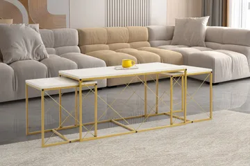 Defneia Soffbord 100 cm - Guld/Marmor - Möbler - Bord & matgrupper - Soffbord