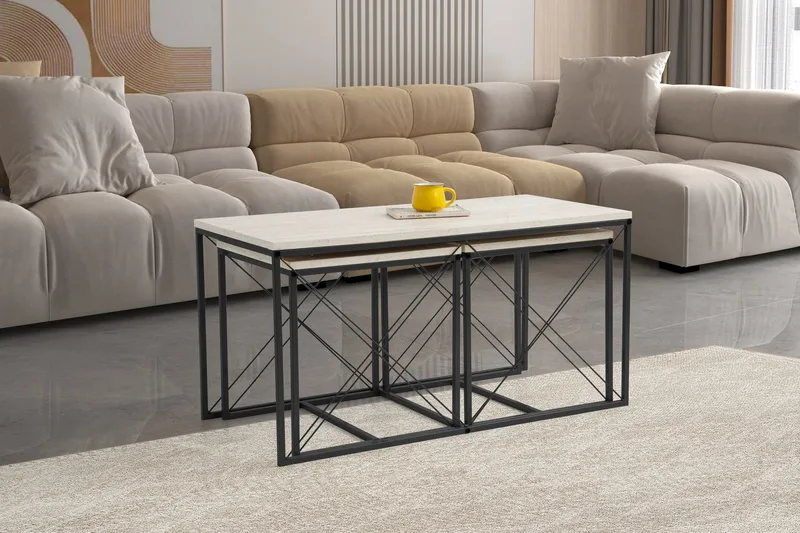 Defneia Soffbord 100 cm - Svart/Marmor - Möbler - Bord & matgrupper - Soffbord