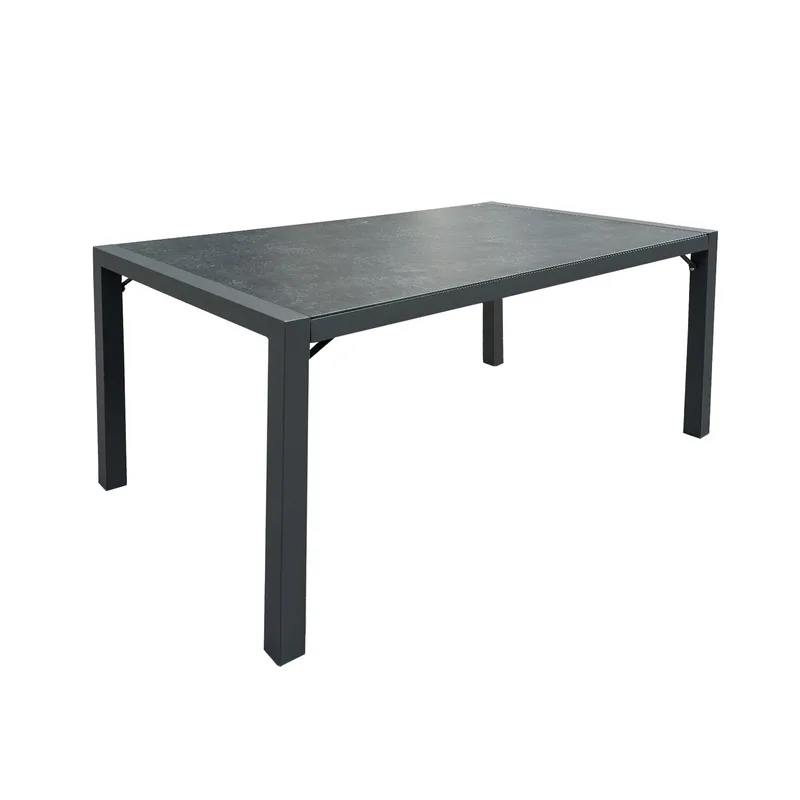 Delgado Rektangulärt Matbord 140 cm i Metall och Glas med Stenutseende, Grå