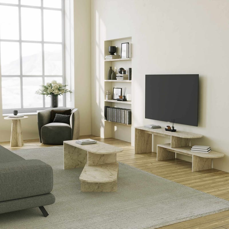 Deliones Soffbord 100 cm - Travertin - Möbler - Bord & matgrupper - Soffbord