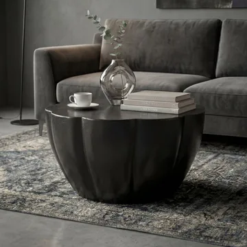 Denora Runt soffbord i aluminium med blomformad bordsskiva - svart - Möbler - Bord & matgrupper - Soffbord