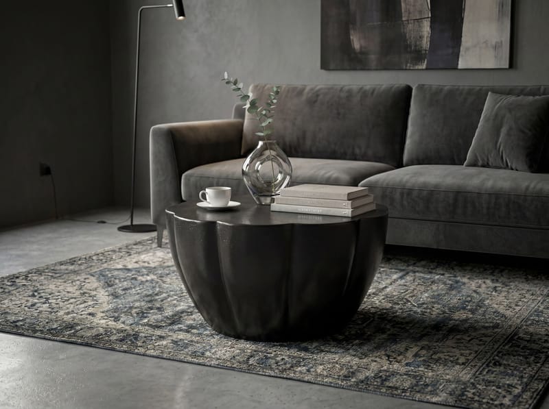 Denora Runt soffbord i aluminium med blomformad bordsskiva - svart - Möbler - Bord & matgrupper - Soffbord