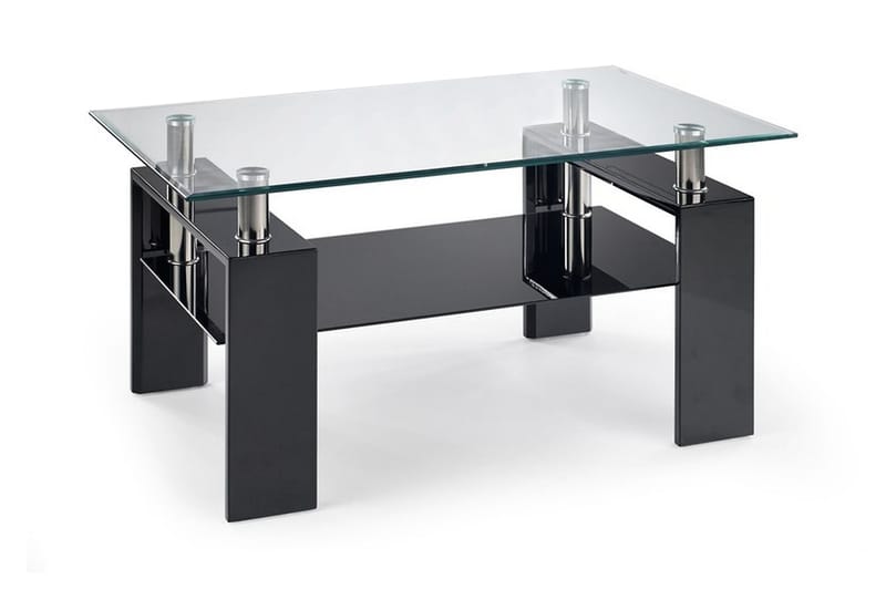 Diana Soffbord 110 cm med Förvaring Hylla - Glas/Svart - Soffbord