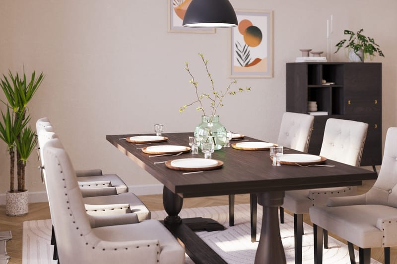 Dijon Matgrupp 200 cm med 6 Viktoria Matstol - 952430-6,704630-1 - Brun - Möbler - Bord & matgrupper - Matgrupper