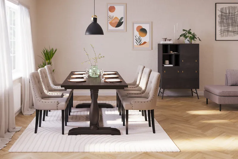 Dijon Matgrupp 200 cm med 6 Viktoria Matstolar - Brun - Möbler - Bord & matgrupper - Matgrupper