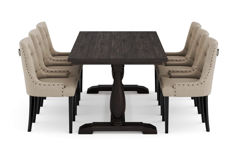 Dijon Matgrupp 200 cm med 6 Viktoria Matstolar - Brun - Möbler - Bord & matgrupper - Matgrupper