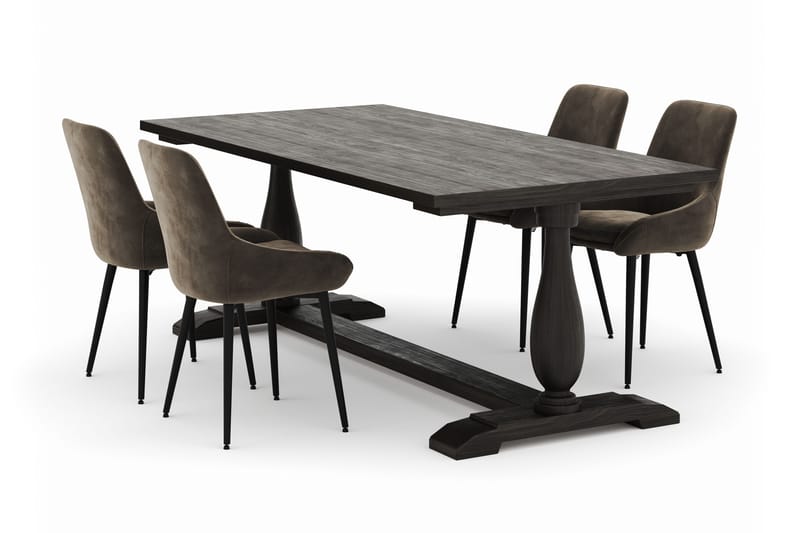 Dijon Matgrupp 200x100cm med 4 Alsarp Matstolar, Brun