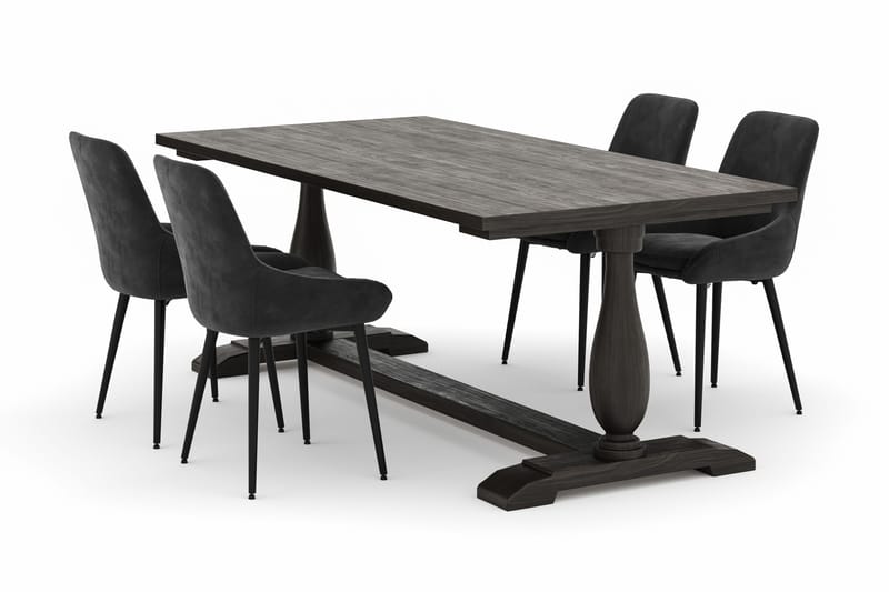 Dijon Matgrupp 200x100cm med 4 Alsarp Matstolar, Brun