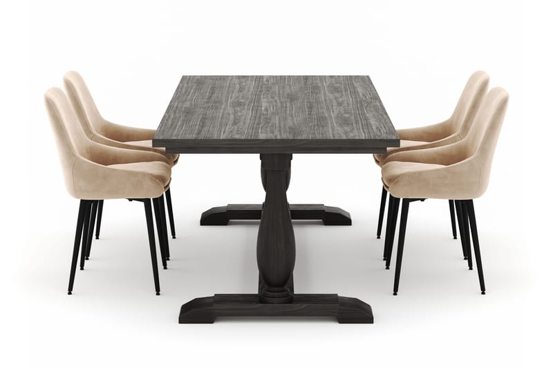 Dijon Matgrupp 200x100cm med 4 Alsarp Matstolar - Brun - M öbler - Bord & matgrupper - Matgrupper