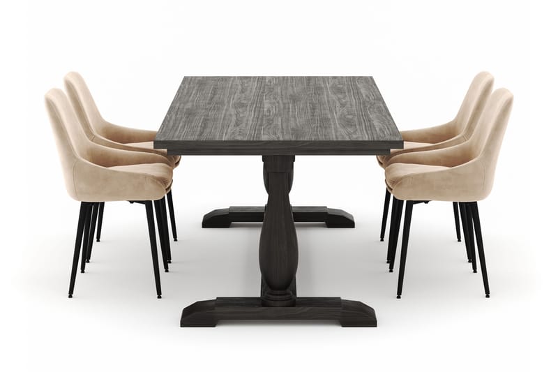 Dijon Matgrupp 200x100cm med 4 Alsarp Matstolar - Brun - Möbler - Bord & matgrupper - Matgrupper