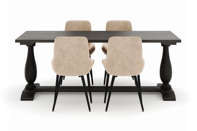 Dijon Matgrupp 200x100cm med 4 Alsarp Matstolar - Brun - Möbler - Bord & matgrupper - Matgrupper