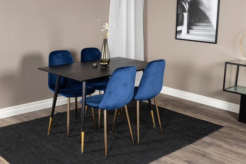 Dipp Matbord 120 cm med 4 Polar Köksstol Sammet