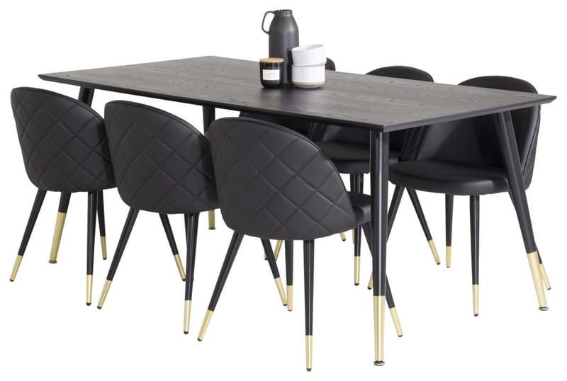 Dipp Matbord 180 cm med 6 Velvet Deluxe Matstol - Möbler - Bord & matgrupper - Matgrupper