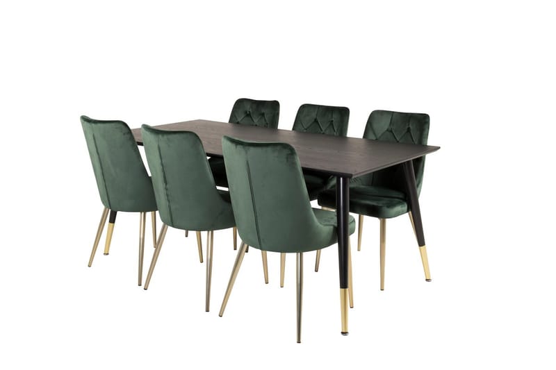 Dipp Matbord 180 cm med 6 Velvet Deluxe Sammetsstol - Möbler - Bord & matgrupper - Matgrupper