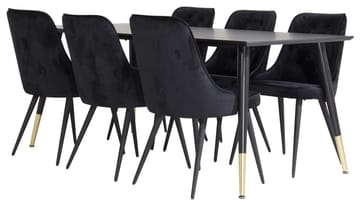 Dipp Matbord 180 cm med 6 Velvet Deluxe Sammetstol - Möbler - Bord & matgrupper - Matgrupper