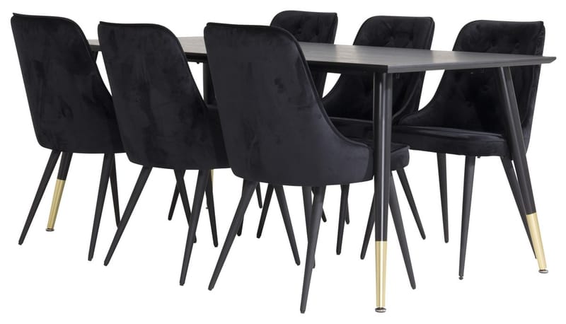Dipp Matbord 180 cm med 6 Velvet Deluxe Sammetstol - Möbler - Bord & matgrupper - Matgrupper