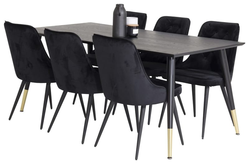 Dipp Matbord 180 cm med 6 Velvet Deluxe Sammetstol - Möbler - Bord & matgrupper - Matgrupper