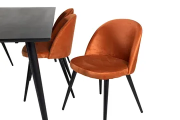 Dipp Matbord 180 cm med 6 Velvet Matstol Sammet - Möbler - Bord & matgrupper - Matgrupper
