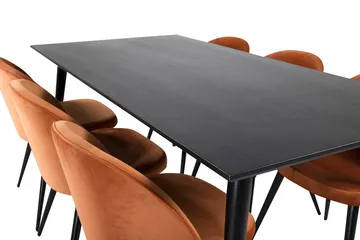 Dipp Matbord 180 cm med 6 Velvet Matstol Sammet - Möbler - Bord & matgrupper - Matgrupper