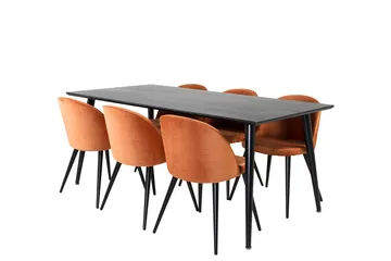 Dipp Matbord 180 cm med 6 Velvet Matstol Sammet - Möbler - Bord & matgrupper - Matgrupper