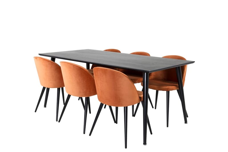 Dipp Matbord 180 cm med 6 Velvet Matstol Sammet - Möbler - Bord & matgrupper - Matgrupper