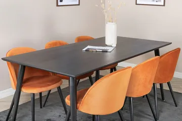 Dipp Matbord 180 cm med 6 Velvet Matstol Sammet - Möbler - Bord & matgrupper - Matgrupper