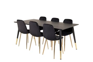 Dipp Matbord 180 cm med 6 Polar Köksstol Sammet - Möbler - Bord & matgrupper - Matgrupper